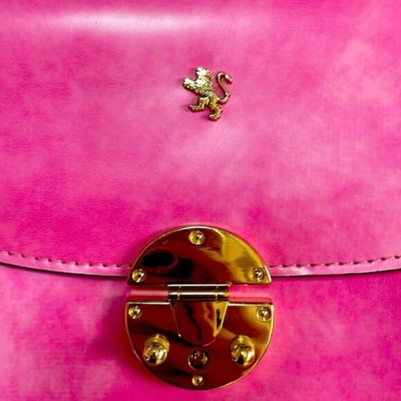 Pratesi Tullia d'Aragona Calf Leather Crossbody Pink Radical Fuchsia NWOT - Picture 2 of 3